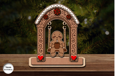 Gingerbread Man on Swing Laser Cut