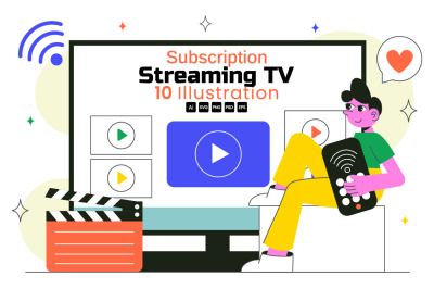 10 Online Subscription Streaming TV Illustration