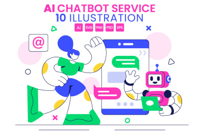10 AI Chatbot Service Illustration