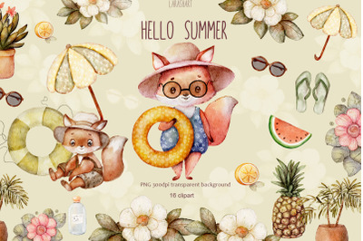 Cute Summer Fox Clipart