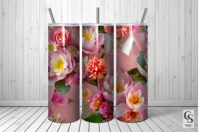 Pink Flowers Bouquet Digital Paper Seamless Patterns