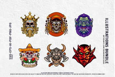 Spooky Halloween King Skull Demon Warrior Artwork
