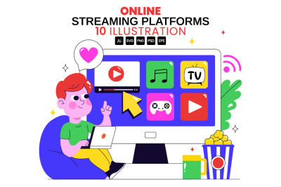 10 Online Streaming Platforms Illustration