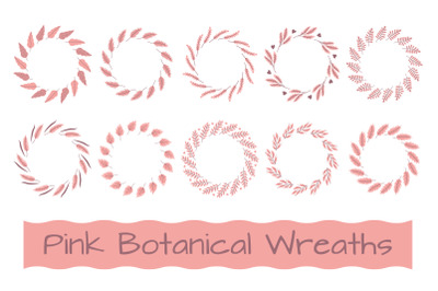 Pink Botanical Wreaths PNG Clipart
