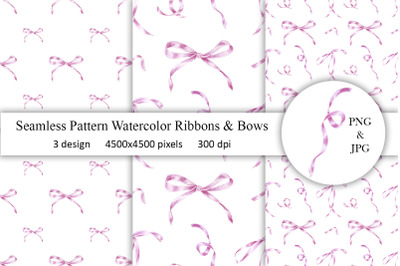 Bows Ribbon Watercolor Patterns Seamless