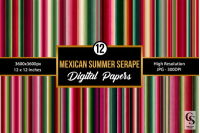 Mexican Summer Watermelon Serape Digital Paper