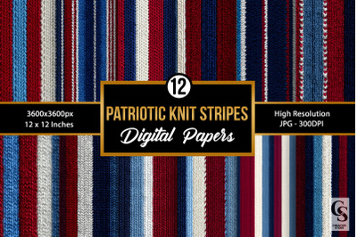 Patriotic Knitted Stripes Seamless Patterns   Included   12 Digital Pa
