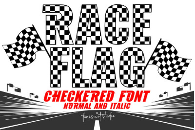 Race Flag Font Duo | Checkered Racing Letters in Normal &amp; Italic Style