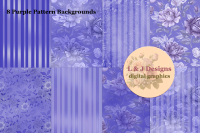 8 Purple Pattern Backgrounds PLUS 2 Free Bonus Backgrounds
