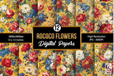 Summer Rococo Flowers Digital Paper