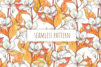 Watercolor Autumn Floral Pattern