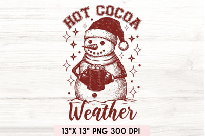 Hot Cocoa Weather Png, Winter Snowman Png, Christmas Png.