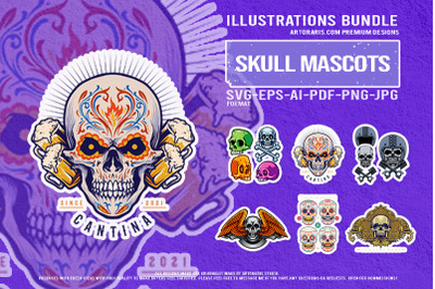 Creepy Skulls with Da de los Muertos Ornaments Bundle