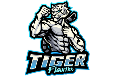Tiger fighter esport mascot logo design