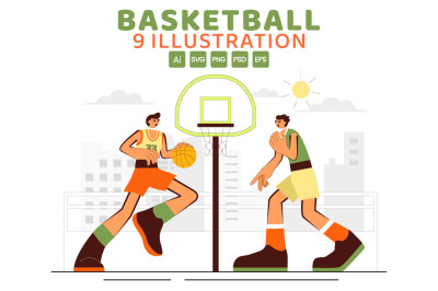 9 Playing Basketball Illustration