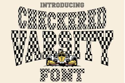 Checkered Varsity Font | Racing Font | Sports Varsity Font | Retro