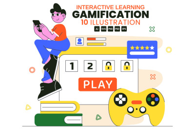 10 Interactive Learning Gamification Illustration