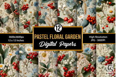 Botanical Floral Berries Seamless Patterns