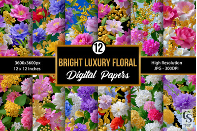 Bright Luxury Flowers Digital Paper