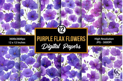 Purple Flax Flowers Digital Paper