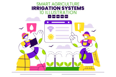 10 Smart Agriculture Irrigation Systems Illustration
