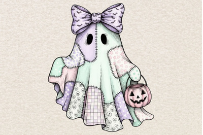 Pastel Halloween Ghost Png, Cute Girly Spooky Png, Fall Png.