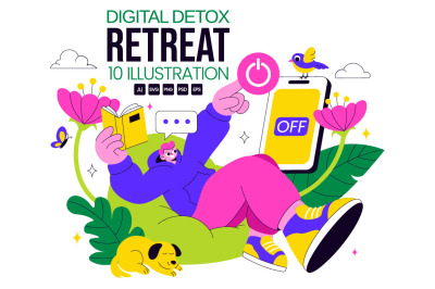 10 Digital Detox Retreat Illustration