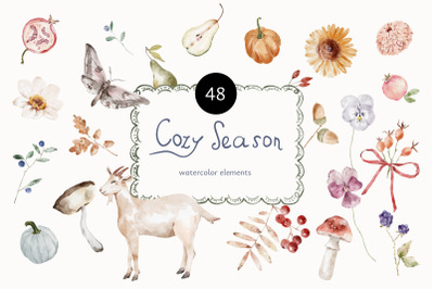 Cozy Season Watercolor DIY Elements