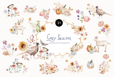 Cozy Season Watercolor Arrangements