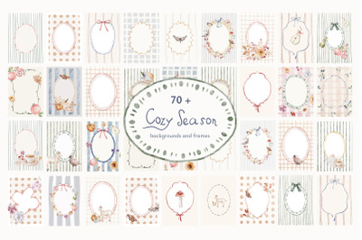Cozy Season Watercolor Frames and Backgrounds