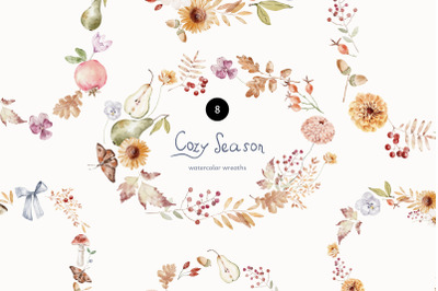 Cozy Season Watercolor Wreaths