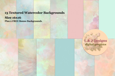 16x16 Textured Pastel Watercolor Backgrounds