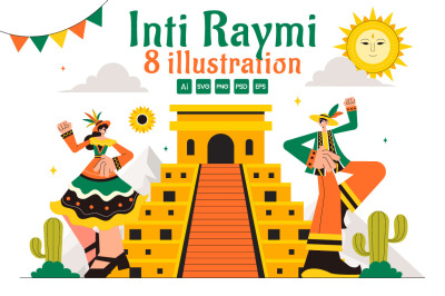 8 Inti Raymi Vector Illustration
