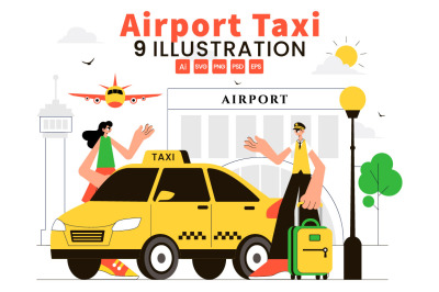 9 Airport Taxi Service Illustration