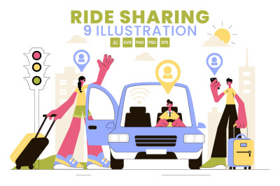 9 Ride Sharing Services Illustration