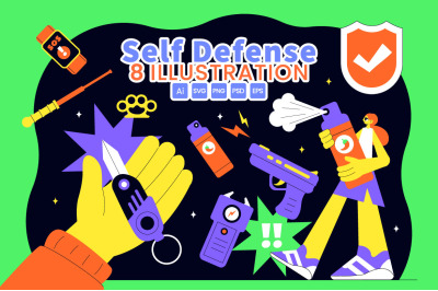 8 Self Defense Vector Illustration