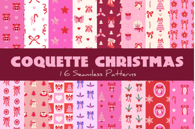 Coquette Christmas Seamless Patterns & Digital Papers