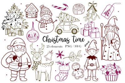 Hand drawn whimsical Christmas PNG, SVG
