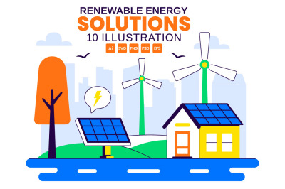 10 Renewable Energy Solutions Illustration