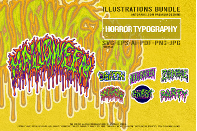 Horror slime lettering death halloween ghost party typography