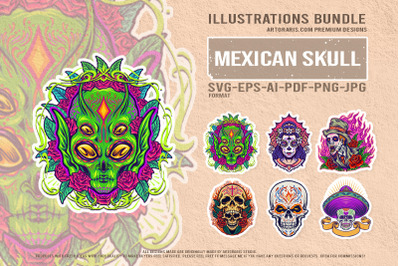 Sugar Skull Festival Illustrations With Mexican Heritages