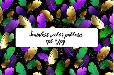 Seamless with Mardi Gras feathers
