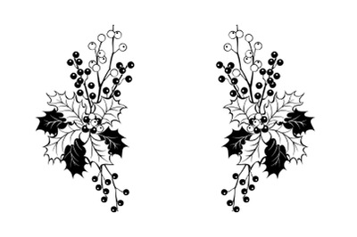 Symmetrical frame with outline holly