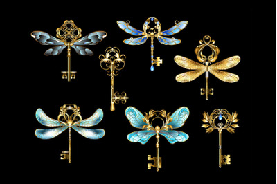 Antique keys with wings