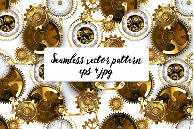 Seamless white pattern with gears