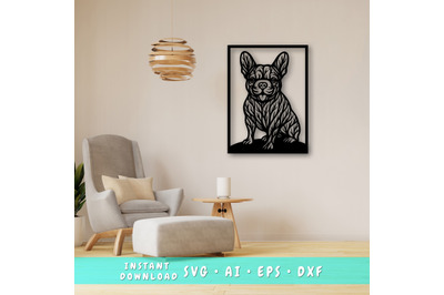 French Bulldog Laser SVG, Cute Dog Laser Cut, Pet Lover Design