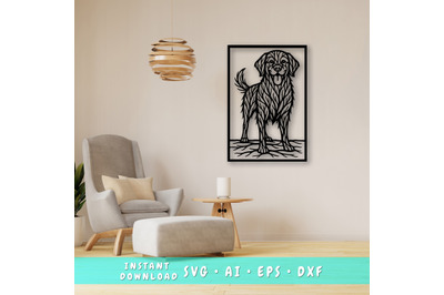 Golden Retriever Laser SVG, Cute Dog Laser Cut, Pet Lover Design