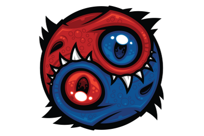 Red and Blue Yin Yang Dragons