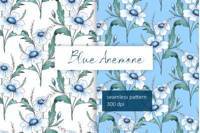 Watercolor Blue Floral Patterns