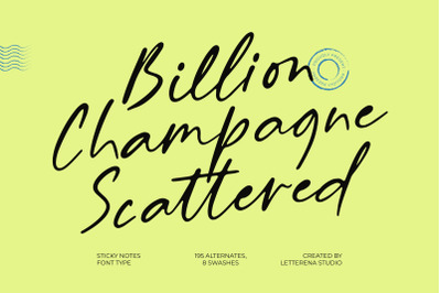 Billion Champagne Scattered - Sticky Notes Font
